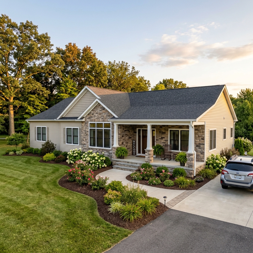 Grand Manor 28x60 Double Wide manufactured home exterior — 4 bedroom, 2.5 bathroom, 1,680 sq ft
